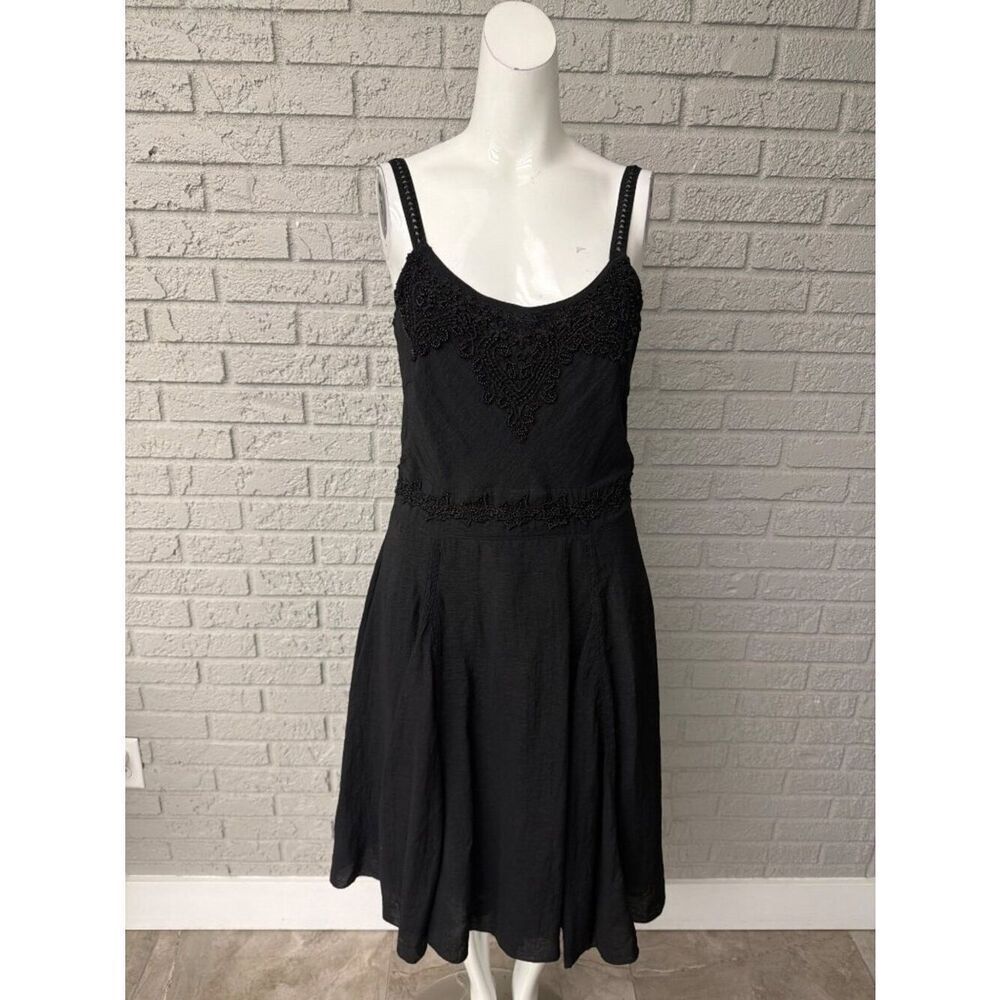 Vasna Desire Women’s Black Beaded Embroidered Tank Dress Size M